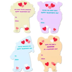 Monster Hearts Valentine’s Day Cards for Kids, 20-Count, 1 Sticker Sheet