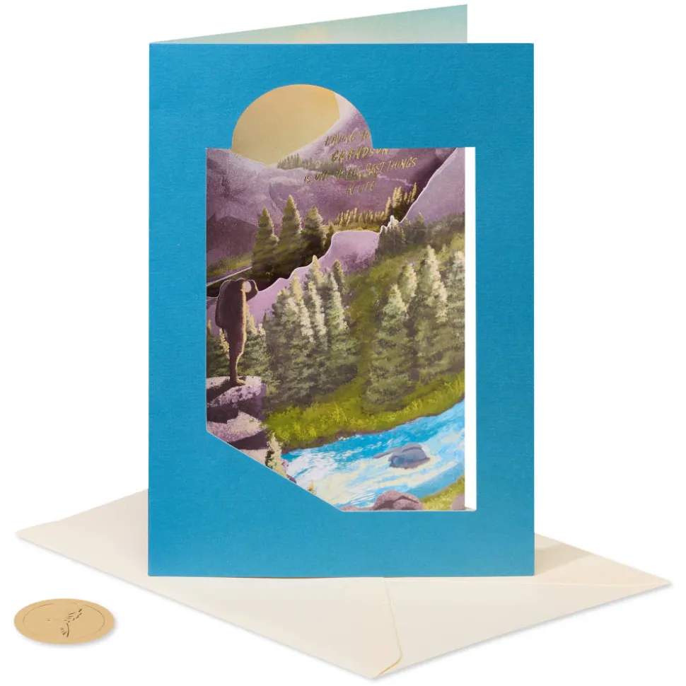 Mountain Hiker Birthday Greeting Card for Grandson