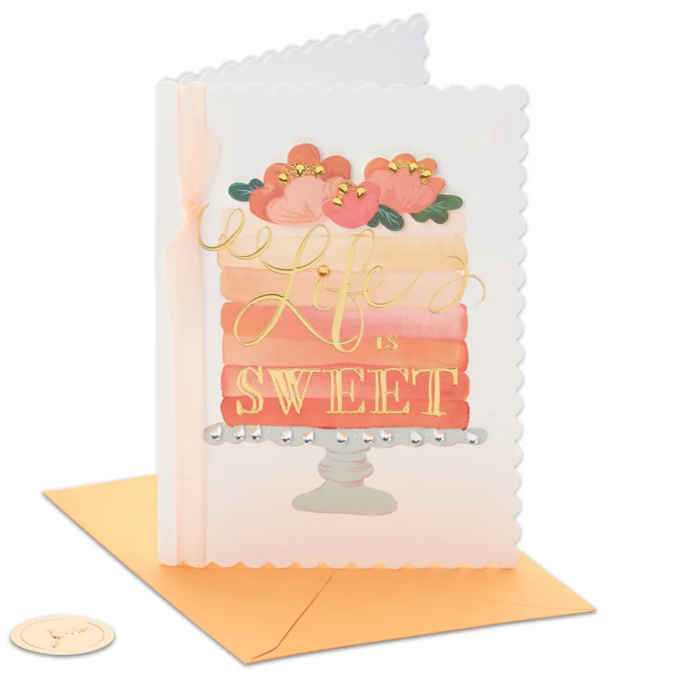 Ombre Floral Cake Birthday Greeting Card