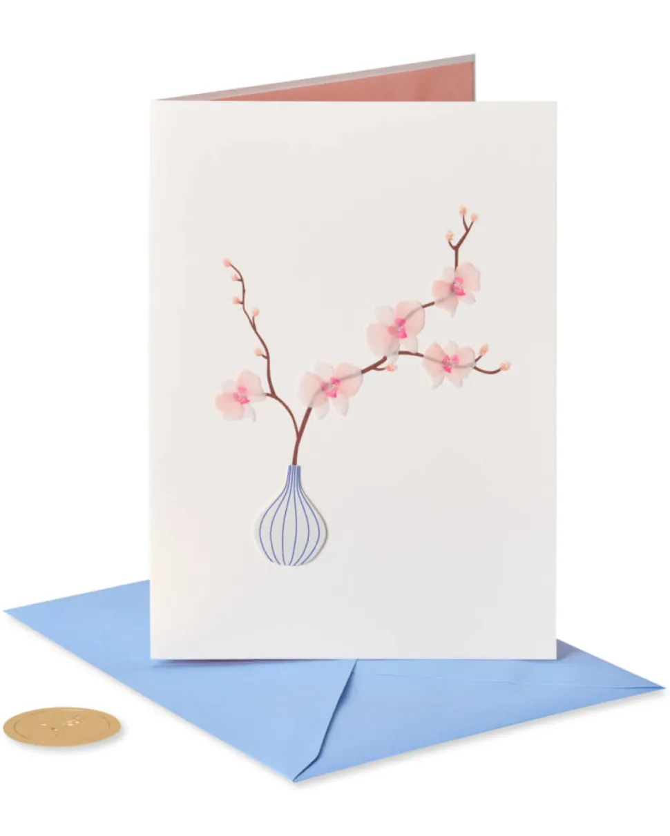 Orchid in Vase Birthday Greeting Card