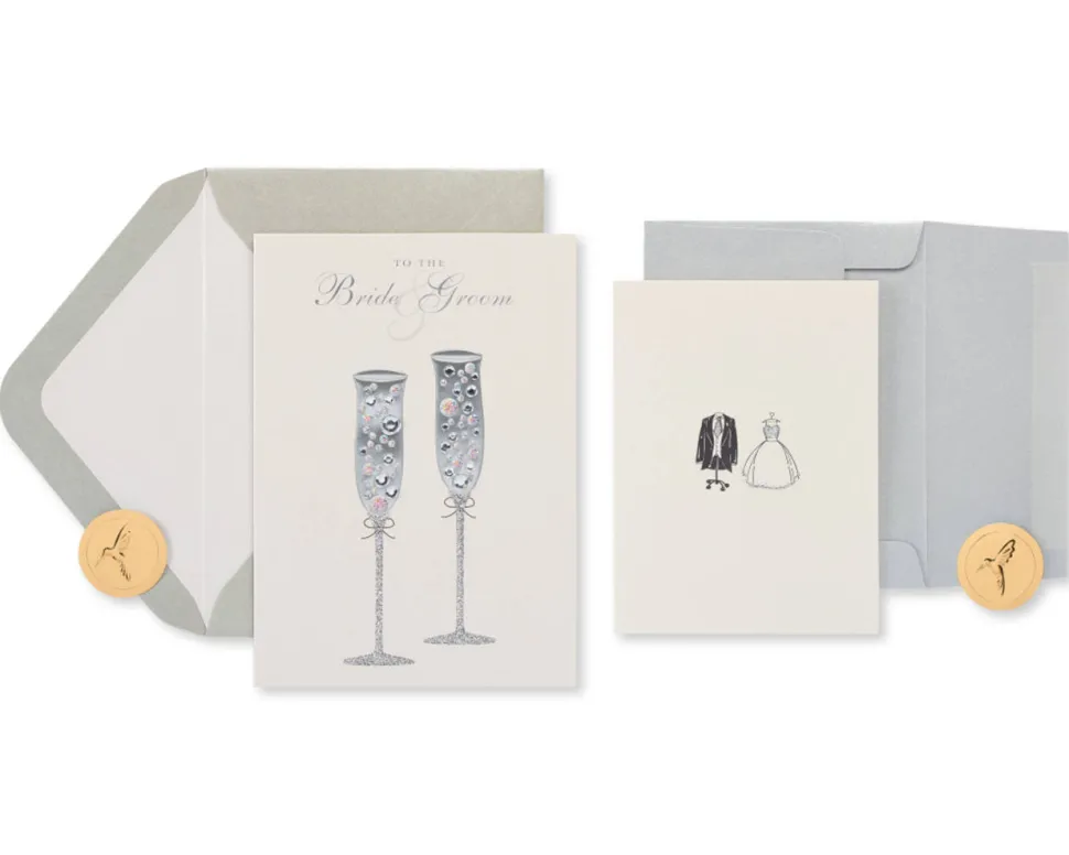 Outfits and Champagne Wedding Greeting Card Bundle, 2-Count