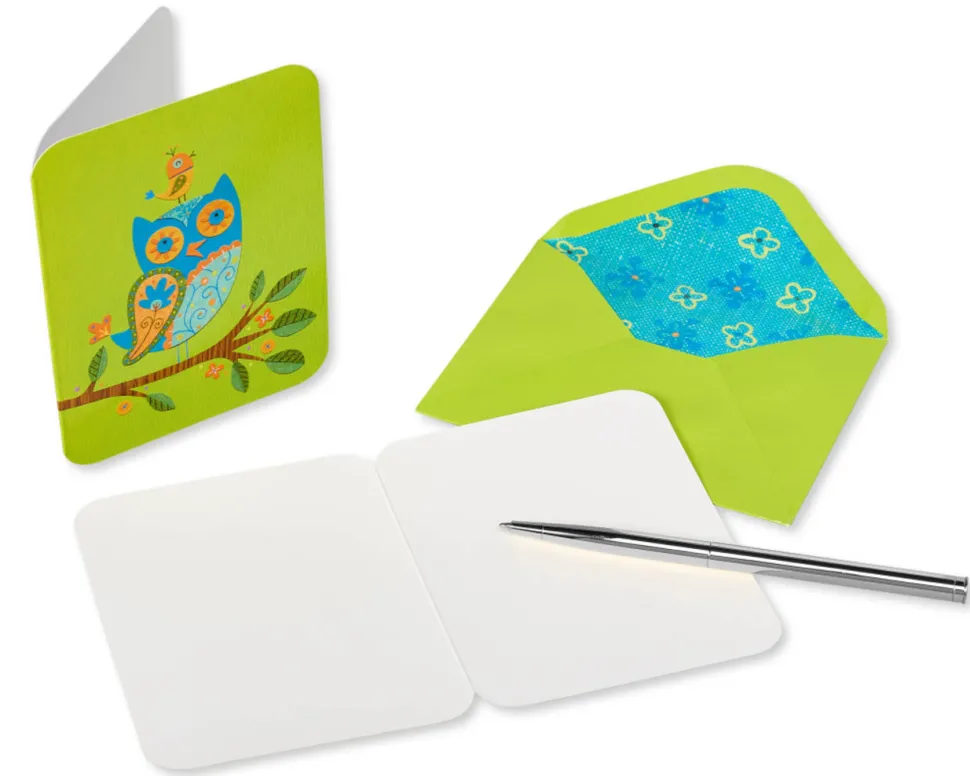 Owls and Birds Boxed Blank Note Cards with Envelopes, 20-Count