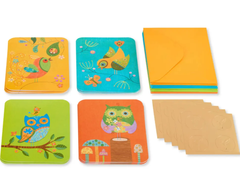Owls and Birds Boxed Blank Note Cards with Envelopes, 20-Count