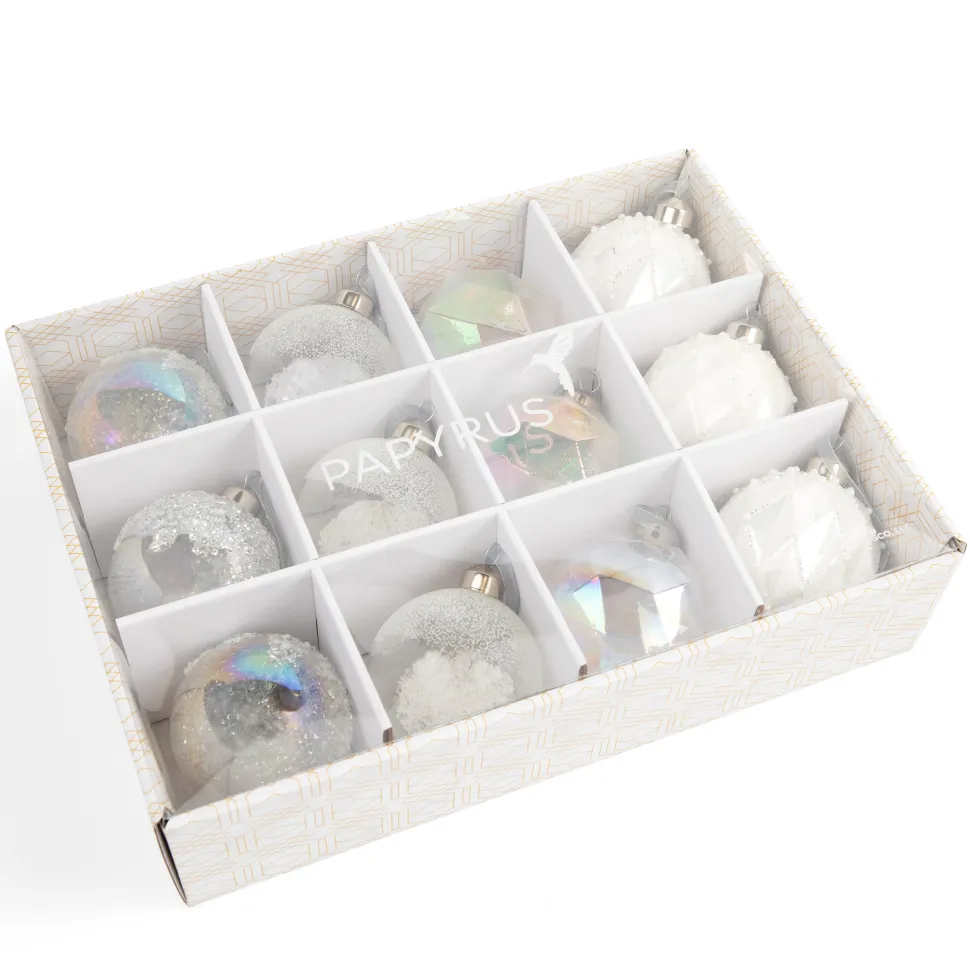 12 Pack Crystal Christmas Ornaments
