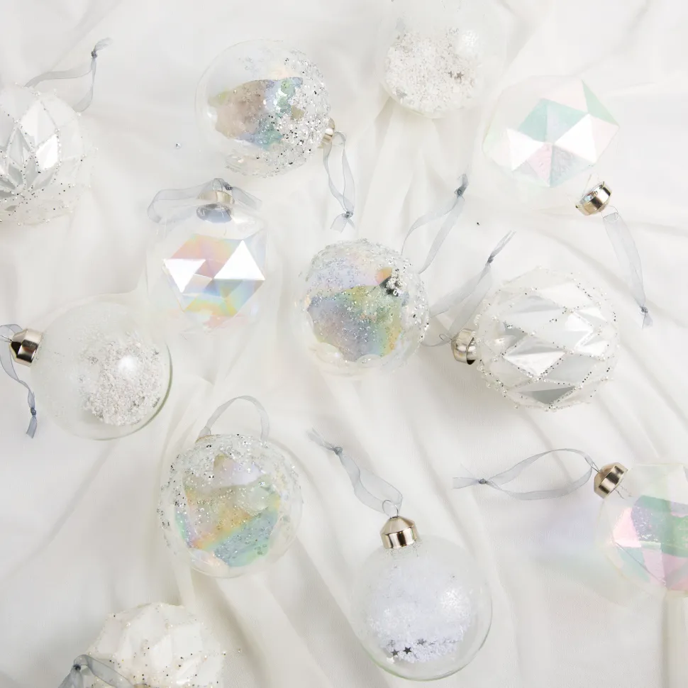 12 Pack Crystal Christmas Ornaments
