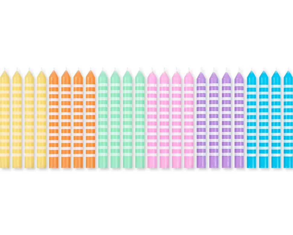 Pastel Stripes Birthday Candles, 24-Count