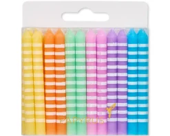 Pastel Stripes Birthday Candles, 24-Count