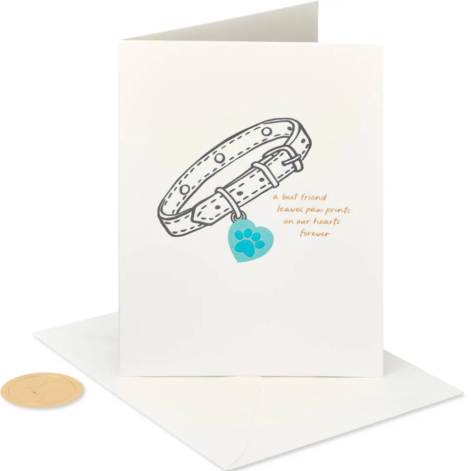 Paw Prints on Our Hearts Blank Pet Sympathy Greeting Card