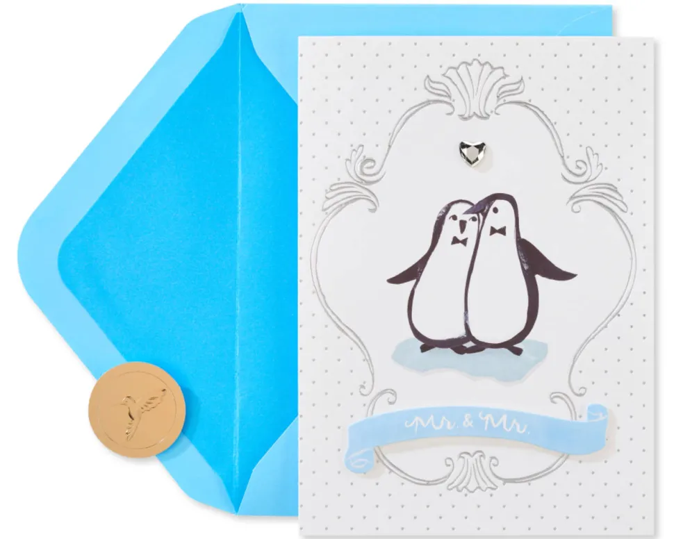 Penguins With Bowties Wedding Greeting Card for Groom