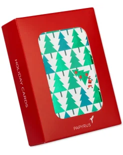 Pine Trees with Santa Holiday Christmas Boxed Cards – Glitter-Free, 20-Count