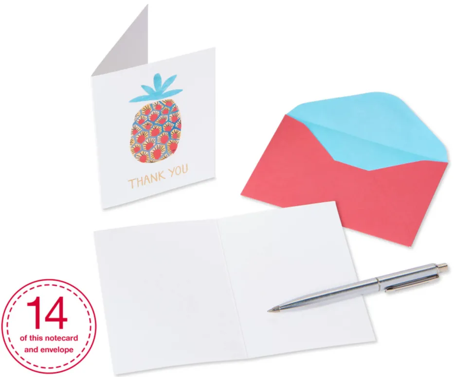 Pineapple Boxed Thank You Cards with Envelopes, 20-Count