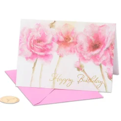 Pink Roses Birthday Greeting Card