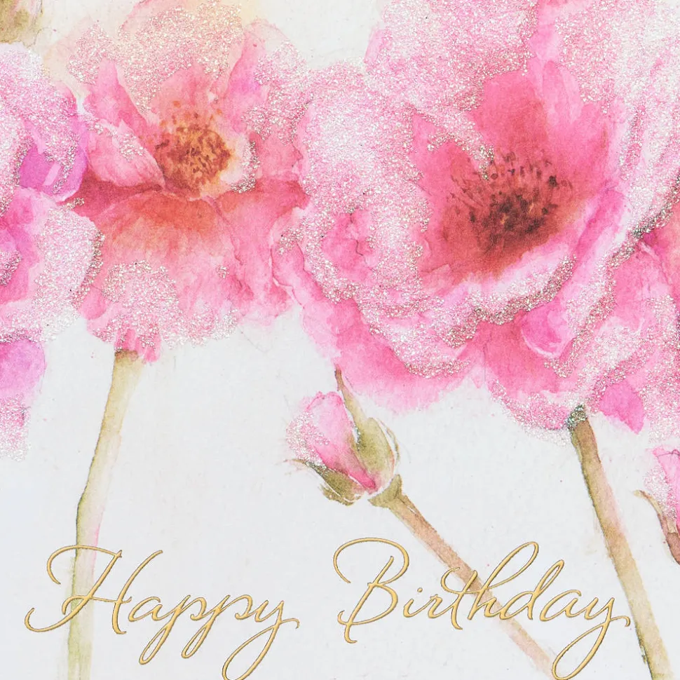Pink Roses Birthday Greeting Card