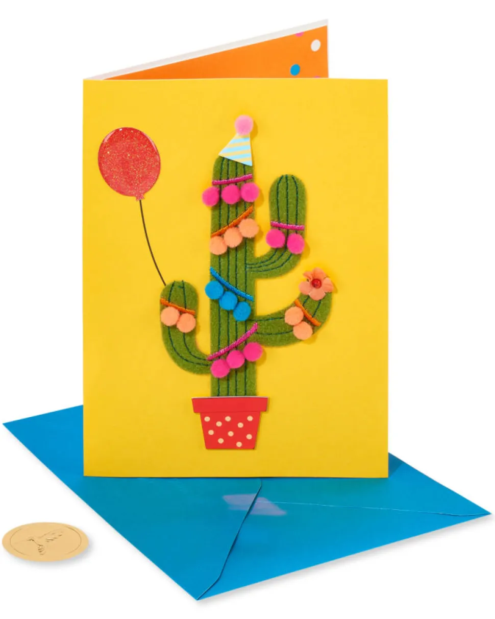Pom Pom Cactus Birthday Greeting Card