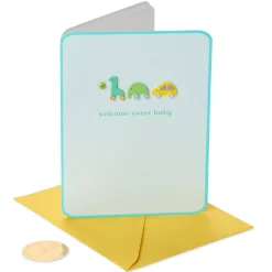 Pull-Toy Animals New Baby Greeting Card