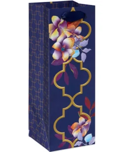 Purple Floral Beverage Gift Bag, 1 Bag
