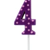 Purple Polka Dots Number 4 Birthday Candle, 1-Count
