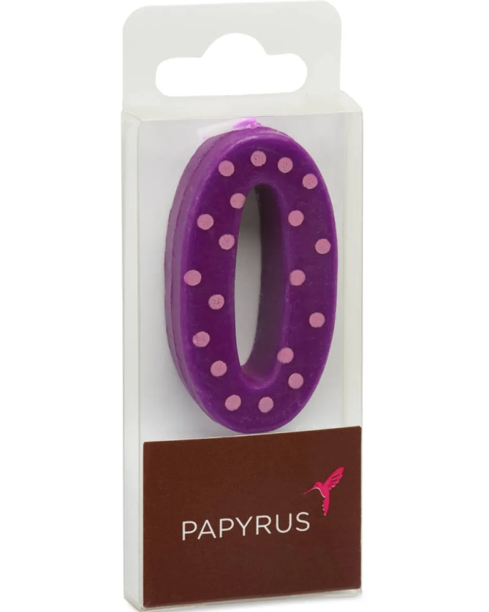 Purple Polka Dots Number 0 Birthday Candle, 1-Count