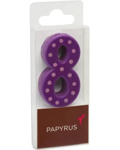 Purple Polka Dots Number 8 Birthday Candle, 1-Count