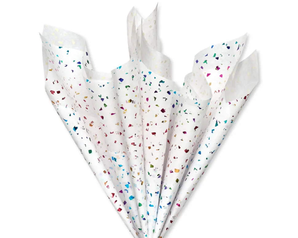 Rainbow Confetti Tissue Paper, 4 Sheets