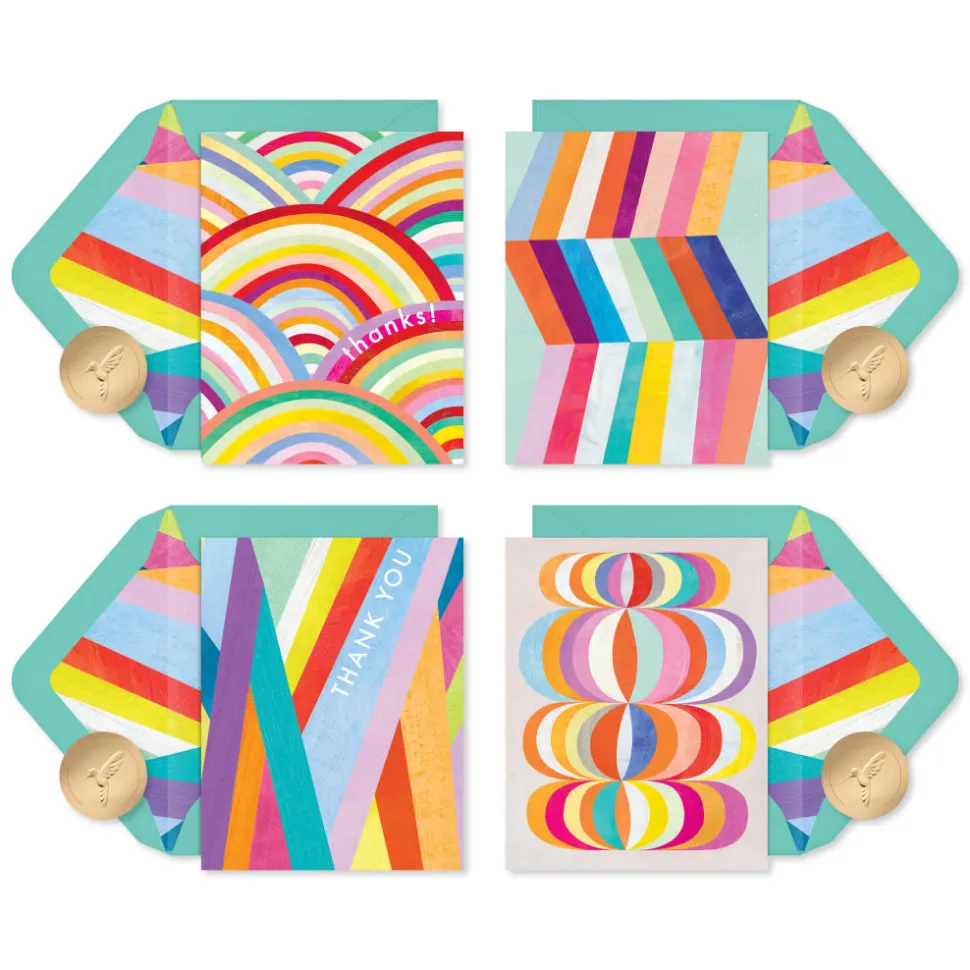 Rainbow 20-Count Blank Thank You Greeting Cards with Envelopes