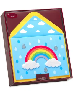Rainbow Handmade Boxed Blank Note Cards with Glitter, 8-Count