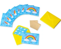 Rainbow Handmade Boxed Blank Note Cards with Glitter, 8-Count