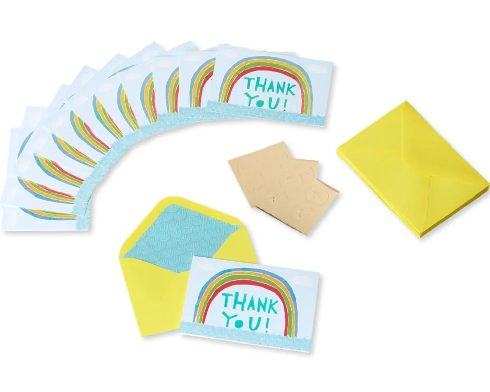 Rainbow Thank You Boxed Blank Note Cards and Envelopes, 12-Count