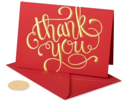 Red and Gold Thank You Holiday Boxed Cards, 12-Count