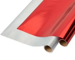 Red and Silver Holiday Wrapping Paper Rolls, 2 Rolls