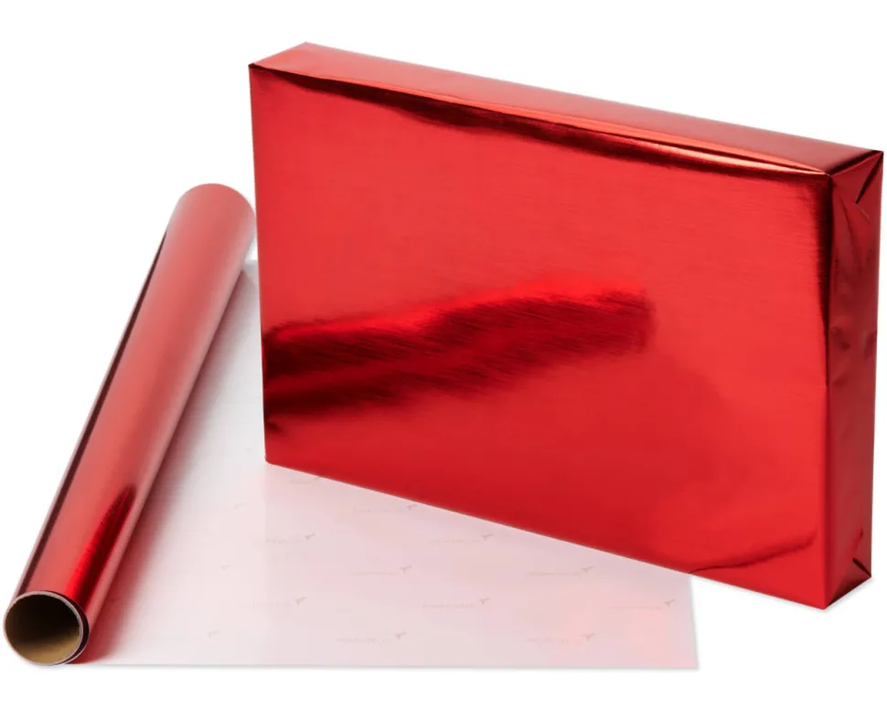 Red and Silver Holiday Wrapping Paper Rolls, 2 Rolls