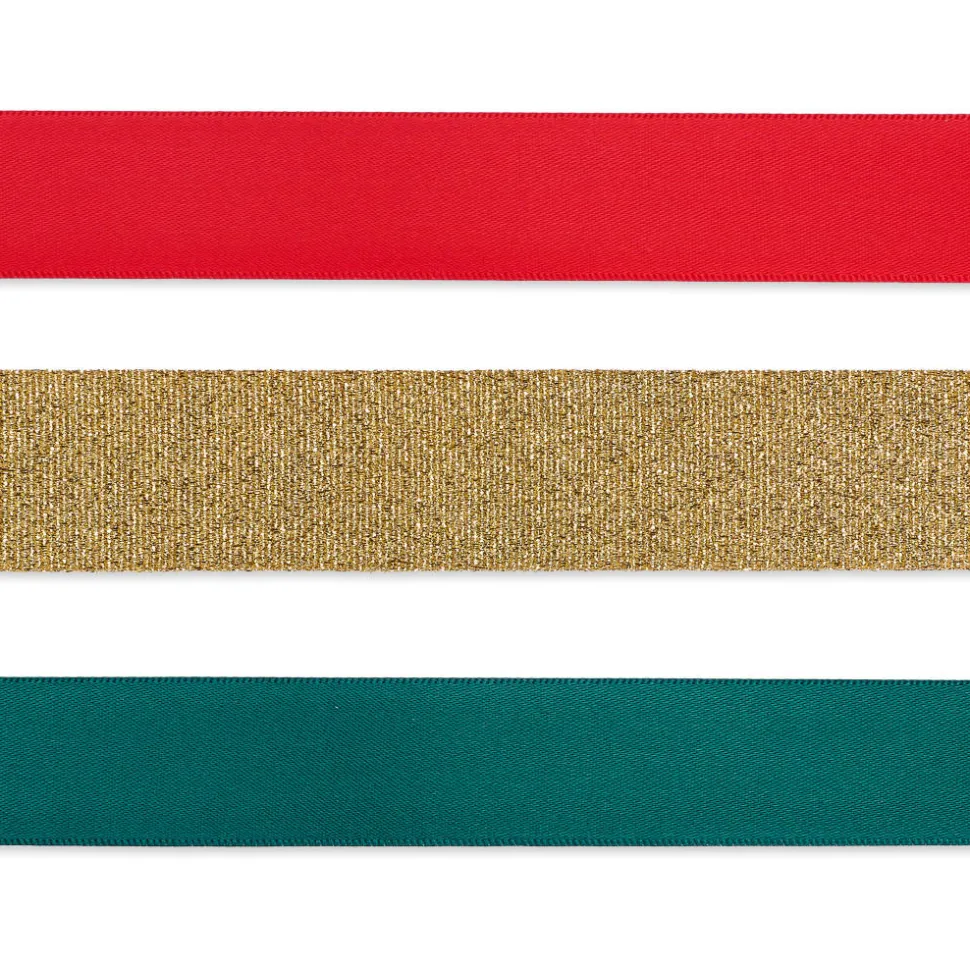 Red, Green and Gold Christmas Gift Tags, Ribbons and Bows for Gift Wrapping, 10-Count