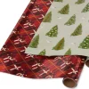 Red Plaid and Pine Trees Holiday Wrapping Paper Rolls, 2 Rolls