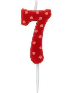 Red Polka Dots Number 7 Birthday Candle, 1-Count