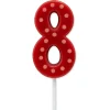 Red Polka Dots Number 8 Birthday Candle, 1-Count