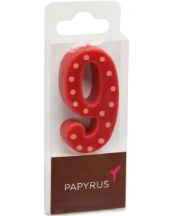 Red Polka Dots Number 9 Birthday Candle, 1-Count