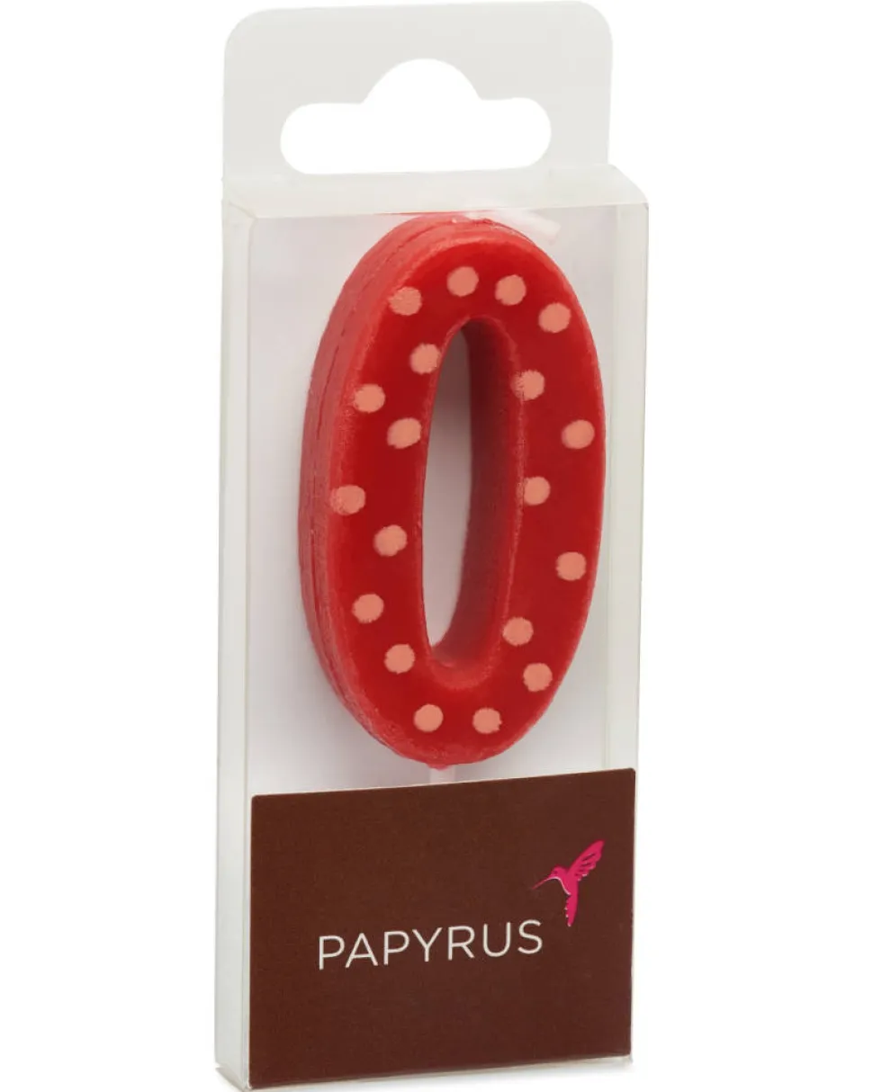 Red Polka Dots Number 0 Birthday Candle, 1-Count