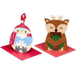 Santa, Reindeer, Penguin and Wreath Christmas Gift Card Holders 4-Count