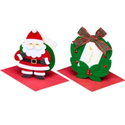 Santa, Reindeer, Penguin and Wreath Christmas Gift Card Holders 4-Count
