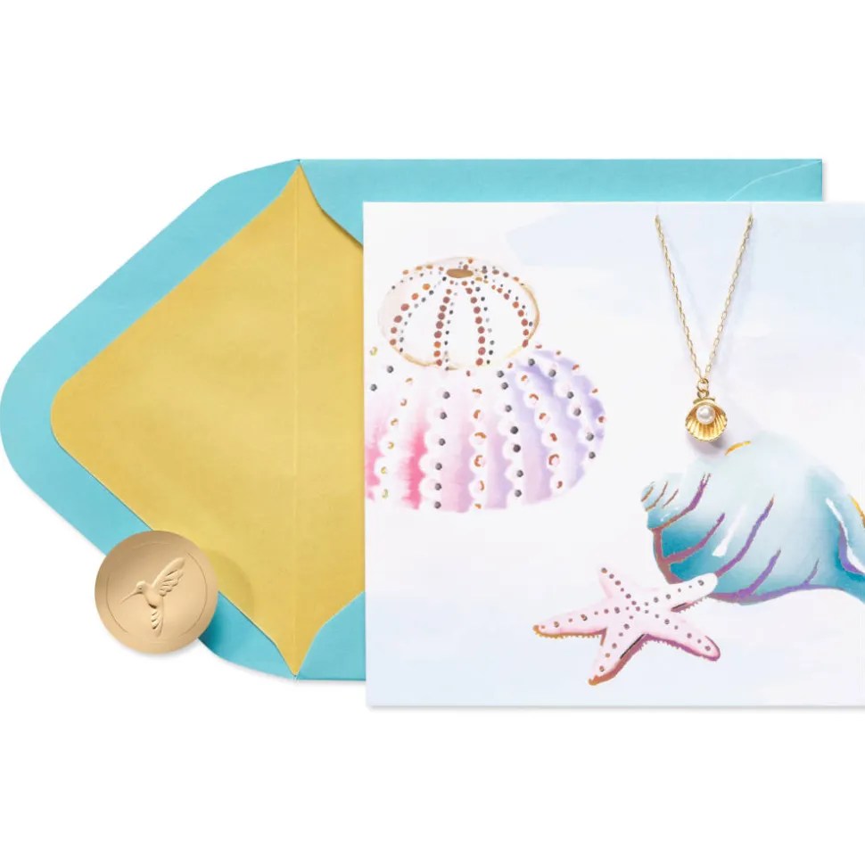 Seashell Necklace Blank Greeting Card with Necklace