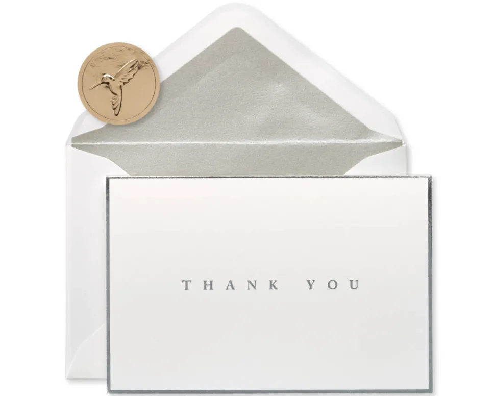 Silver Border Thank You Boxed Blank Note Cards and Envelopes, 16-Count