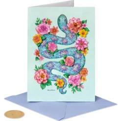 Snake and Flowers Blank Greeting Card