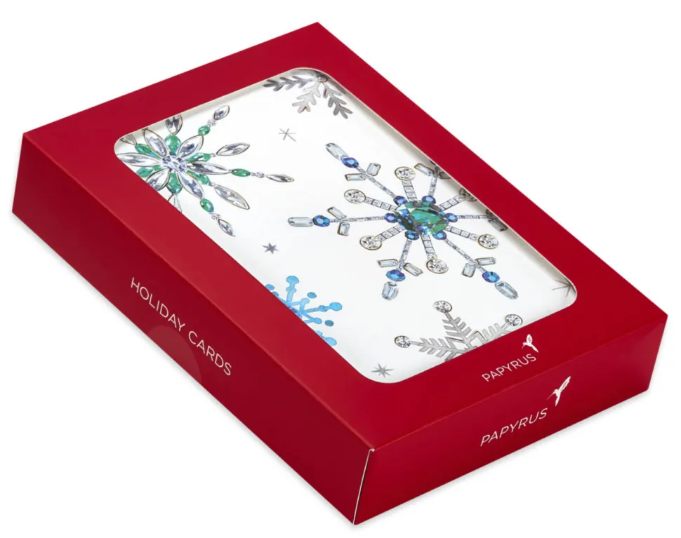 Snowflake Holiday Boxed Cards – Glitter-Free, 14-Count