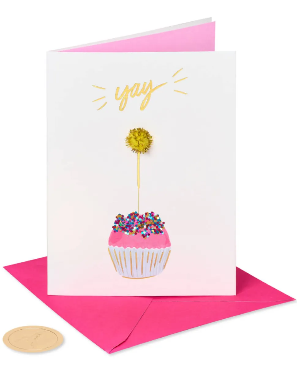 Sparkler Cupcake Birthday Greeting Card for Friend