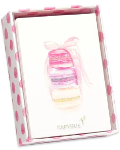 Stack of Macarons Boxed Blank Note Cards with Glitter and Envelopes, 14-Count