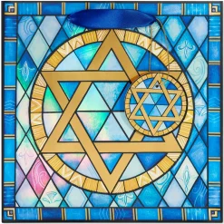 Stained Glass Star of David 8″ Medium Hanukkah Gift Bag, 1 Bag