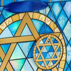 Stained Glass Star of David 8″ Medium Hanukkah Gift Bag, 1 Bag