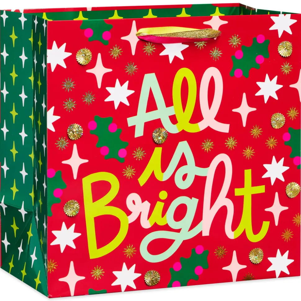 Stars and Lettering 13″ Large Christmas Gift Bag, 1 Bag
