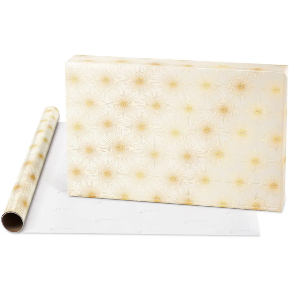 Teal + Gold Stars, Gold Stars Holiday Wrapping Paper Set, 2 Rolls, 2 Ribbons, 5 Tags, 12 Labels
