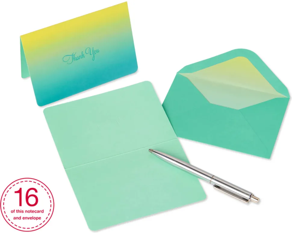 Teal Ombre Boxed Thank You Cards and Envelopes, 16-Count
